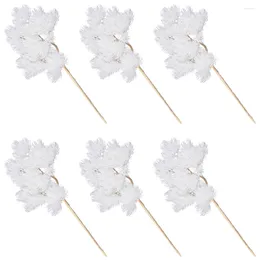 Decorative Flowers 6 Pcs Pine Branch Artificial Pick Christmas Decorations Tree Branches Twigs Plastic Stems Fake Plants