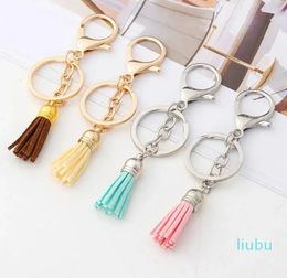 Keychains pcs/Lot Cute Solid Colour Tassel Charms Keyring Classic Gold Silver Metal Key Rings For Women Girls DIY Crafts Decoration