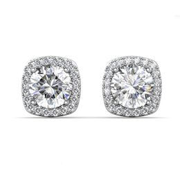 Wholesale Priced 1ct Gra Moissanite Diamond Jewellery Hypoallergenic 925 Silver Square Halo Stud Earrings Destiny Jewellery