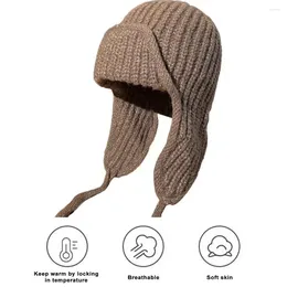 Berets Comfortable Knit Cap Stylish Women's Knitted Earflap Beanie Super Soft Thickened Windproof Cold Weather Fashion For Winter