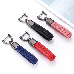 Keychains Trend Fashion Horseshoe Mouth Lanyard Colour Keychain Luxury Men Women Business Metal Leather Car Key Ring Gift For Girlfriend