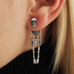 New Halloween Skull Skeleton Drop Earrings for Women Fashion Trend Gothic Jewellery Gift Hip Hop Rock Cool Dropped Earrings Men