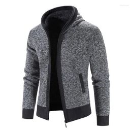 Men's Jackets Men Fleece Cardigan Sweater Winter Warm Slim Fit Thick Hooded Knitted Sweatercoat Fashion Causal Male Ropa Hombre 3XL