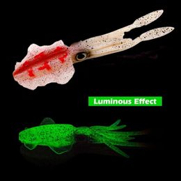 New Baits Lures 3D Eyes Squid Lure Fishing Soft Lure 1pc 20g 150mm Simulation Octopus Fluorescent Squid Jigs For Fishing Lure Bait Pesca