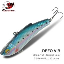 Baits Lures ESFISHING Quality Hard Bait DEFO VIB 70mm15g Pike Winter Ice Fishing Lure Tackle Sinking Icsa Artificial Wobblers For all Fish 231206