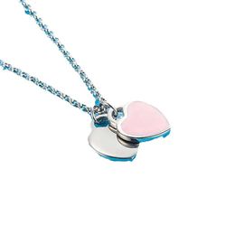 Ism Classic S Sier T-family Double Heart Oil Drip Enamel Ins Wind Net Red Jewellery Tide Collar Chain Gift Girlfriend Necklace