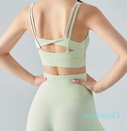 Yoga Outfit Sports Bra Women Crop Top Workout Fake Two Piece Kink Sport Vest Clothing Wireless Push Up