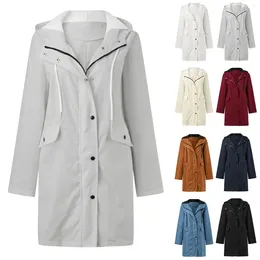 Women's Trench Coats Waterproof Hooded Windbreaker Jacket Autumn Winter Women Rain Water Proof Spring