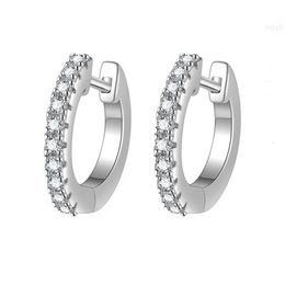 S925 Sterling Silver Earrings Moissanite Round Micro-set Geometric Simplicity Joker Exquisite Jewelry.