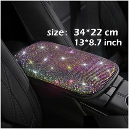 Steering Wheel Covers Ers Fashion Interior Car Accessories Women Rhinestone Headrest Armrest Er Shoder Pad Fuzzy Crystal Kit Drop Deli Oted0