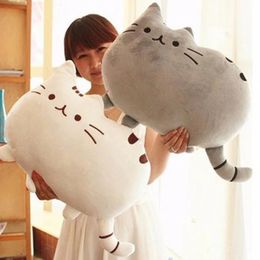 Plush Dolls 4030cm Kawaii Cat Pillow With Zipper Only Skin Without PP Cotton Biscuits Animal Doll Toys Big Cushion Cover Peluche Gift 231206