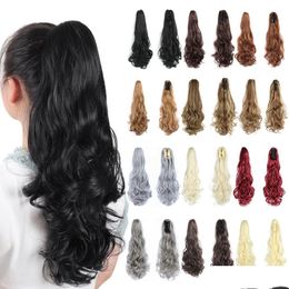 Ponytails Tiger Grip Pony Tail Natural Fluffy Large Wave Long Curly Hair Chemical Fiber Ponytail Fast Delivery Drop Products Extension Dh81V