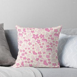 Pillow Pastel Pink Boho Christmas Cabincore Floral Pattern Throw Decorative Cover Sofa