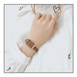 Wristwatches Fashion Watch Rectangle Luxury Dial Waterproof Watches Set Ladies Leather Band Wristwatch Women Female Clock For Girl