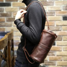 Evening Bags LEBSGE Fashion Crazy Horse Pu Leather Men's Crossbody Bag Small Messenger Bag Retro Brown Single Shoulder Bag 231207