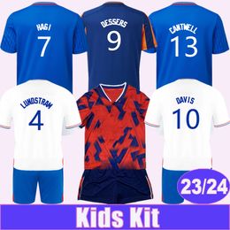 2023 24 HAGI DAVIS Kids Kit Soccer Jerseys COLAK TAVERNIER CANTWELL KAMARA MATONDO Home Blue Away 4th Goalkeeper Child Football Shirt Uniforms