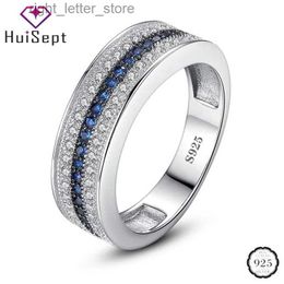 Solitaire Ring HuiSept Fashion Ring 925 Silver Jewelry Sapphire Zircon Gemstones Ornament Rings for Female Wedding Promise Party Gift Wholesale YQ231207