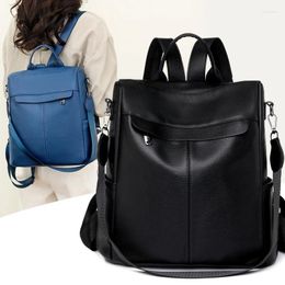 School Bags Vintage Women Soft Leather Backpack Fashion For Teenagers Girls High Quality Travel Backpacks
