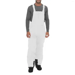 Men's Pants Snow Fashion Jumpsuit Work Wear Clothes Slim Fit Straight Wide Leg With Straps For Men Solid Color Outdoor