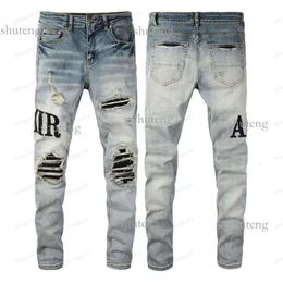 106 Amirs Mens Womens Designers Jeans Distressed Ripped Biker Slim Straight Denim for Men S Print Army Fashion Mans Skinny Pants 250