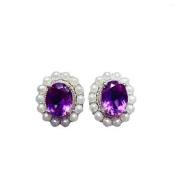 Stud Earrings Luxury Silver Amethyst For Party 7mm 9mm VVS Grade 925 Jewelry