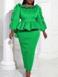 Casual Dresses AOMEI Women Party Long Ruffles Peplum Christmas Event Package Hip Prom African Female Large Size Wedding Guest Gowns