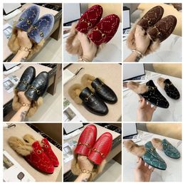 Brand shoes, Christmas matching shoes, women's slippers, leather and fur integrated comfortable casual shoes