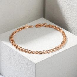 Link Bracelets Fashion Womens Bracelet 5mm Snail Wheat Bead 585 Rose Gold Color Chain For Girl Jewelry Gifts 20cm DCB59