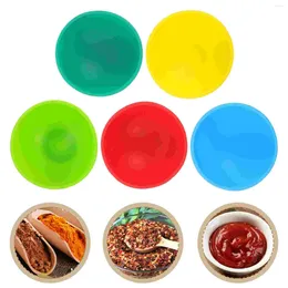 Dinnerware Sets 5Pcs Silicone Bowls Sauce Dishes Seasoning Appetizer Serving Tray Dipping Bowl For Nuts Candy Fruits