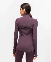L-71 Autumn Winter New Zipper Jacket Quick-Drying Yoga Clothes Long-Sleeve Thumb Hole Training Running Women Slim Fitness Coat