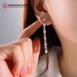 Diamondstar Moissanite Dangling Earrings 925 Silver Vvs d Colour Gra Certificate Luxury Party Long Women