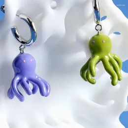 Dangle Earrings Cartoon Glaze Purple Octopus For Women 2023 Fashion Trend Designer Oorbellen Korean Cute Stuff Bijoux Femme