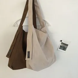 Shopping Bags Large Corduroy Shoulder Shopper Bag For Women Cotton Cloth Fashion Canvas Tote Woman Handbags Reusable Travel