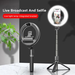 Flash Heads Bluetooth Selfie Sticks With LED Light Ring Multi Function Tripod Lamp P ography Lighting For Youtube Holder Phone 231206