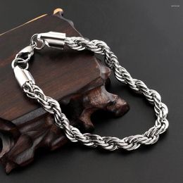 Charm Bracelets Fashion Stainless Steel Men's Bracelet Cuban Link Chain On Hand Twists Hip-hop Retro Jewellery