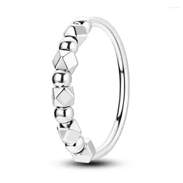 Cluster Rings Exquisite 925 Sterling Silver Square Sliding Bead Ring Original Design Jewellery Personalised Gift