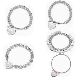 Designer Charm Bracelets for women 925 sterling silver heart-shaped card Thick Chain Senior T-series Diamond Arrowhead Love Pendant Bracelet party Jewelry Gifts