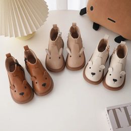 Boots Children s Leather Cute Rabbit Plush Girls Shoes Kids Warm Non slip Ankle Boys Fashion Waterproof Snow 231207