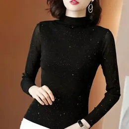 Women's Blouses Comfortable Long Sleeve Top Mock Turtleneck Base Layer Shirt Slim Fit Thermal Undershirt For Autumn Winter Ladies