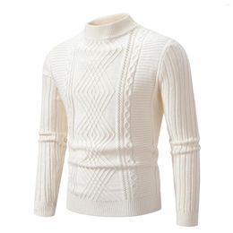 Men's Sweaters Autumn Winter High Neck Sweater Solid Colour Pullover Knitted Tight Warm Top Casual Korean Fashion Knitwear Pullovers