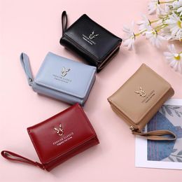 Wallets Creative Multi-layer Wallet Women Fashion Coin Purse Short Card Holder PU Leather Fold Bag With Zipper Female Mini Clutch232G