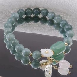 Strand 8mm Fashion Korean Edition Jade Crystal Bracelets Deluxe Women's Flower Lotus Tassel Pendant Bead Bracelet Party Jewellery