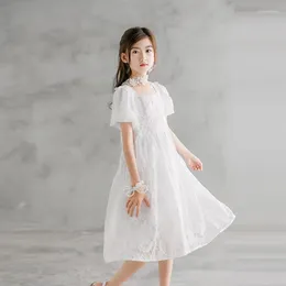 Girl Dresses Princess Dress 10 12 Years Elegant White Lace Party Bridesmaid Cotton Lining Kids Summer Clothes