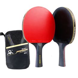 Table Tennis Raquets Table Tennis Racket 2PCS Professional 6 Star Ping Pong Racket Set Pimples-in Rubber Hight Quality Blade Bat Paddle with Bag 231207