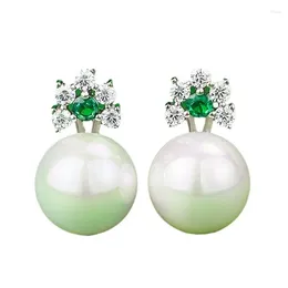 Stud Earrings Spring Qiaoer 925 Sterling Silver Pearl Lab Emerald Sapphire Gemstone Ear Studs For Women Fine Jewellery Gifts