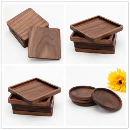 Träbanor Svart Walnut Cup Mat Bowl Pad Coffee Tea Cup Mats Dinner Plates Kitchen Home Bar Tools