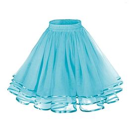 Skirts Women Girls Double Layers Muti Color Short Mesh Petticoats Elastic Waistband A Line Underskirt Crinolines