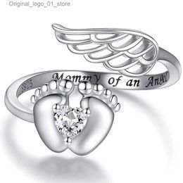 Band Rings Personalized Sterling Silver Angel Wings Baby Feet Miscarriage Ring -Loss of Pregnancy Rings Jewelry Memorial Gift for Women Mom Q231207