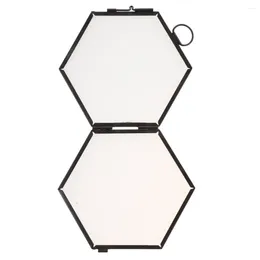 Frames Hexagon Hanging Glass Wrought Iron Decorative Po Double Sided Gift Home Decoation Black/Copper 8.8 X 8.5cm