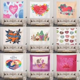 Valentine Day Tapestry Wall Hanging Loving Heart Valentine Backdrop for Bedroom Room Dorm Party Decor 150x130cm 1207